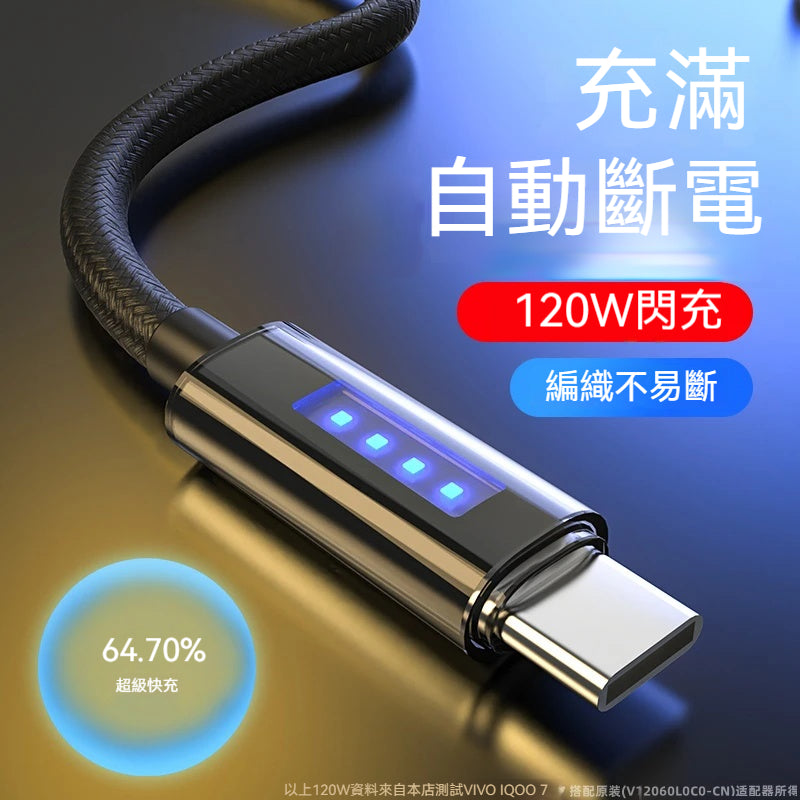 120W 智能斷電 · 數據線⚡【🔋保護電池健康】