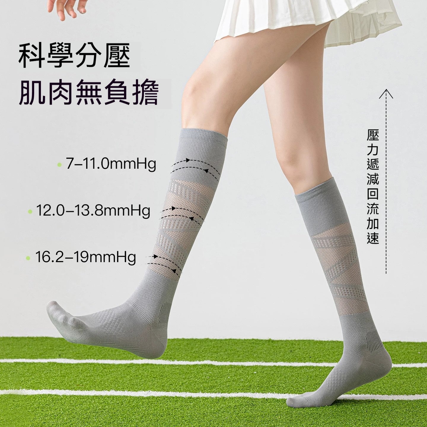 專業運動 微壓小腿襪【科學分段壓力 × 10A級抗菌防臭】