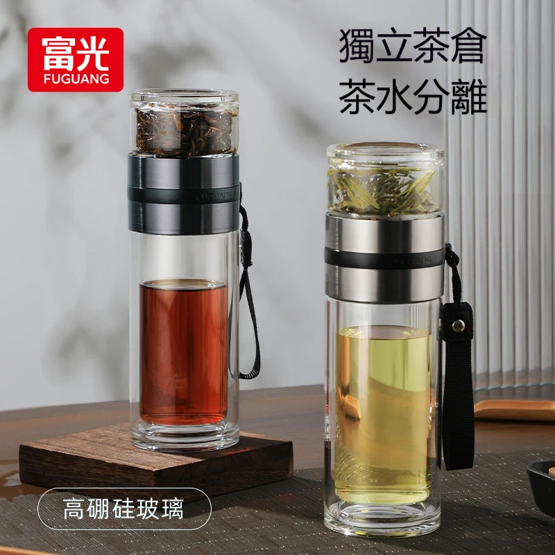 【分離泡茶杯】500ml高硼矽玻璃 🔥