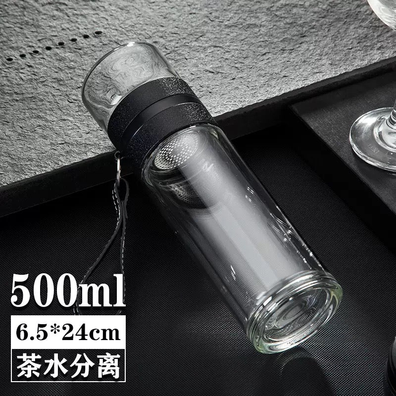 【分離泡茶杯】500ml高硼矽玻璃 🔥