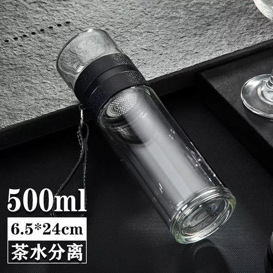 【分離泡茶杯】500ml高硼矽玻璃 🔥